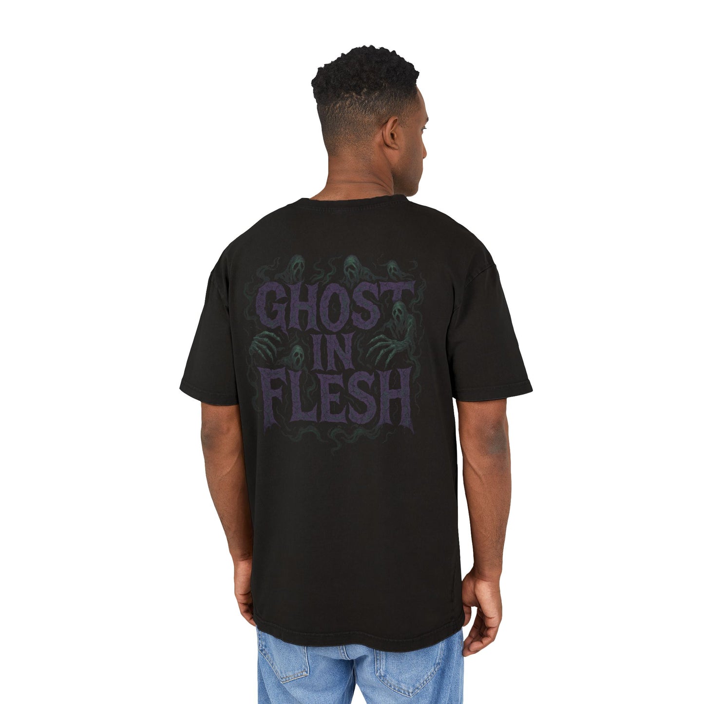 "GHOST IN FLESH" Acid Washed Oversized Tee
